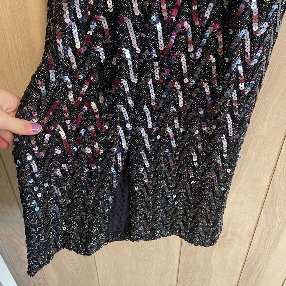 Vintage 80s Black Sequin And Shimmer Dress - Picture 6 of 8
